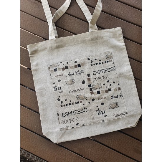 Printed semi-linen shopping bag "Coffee"